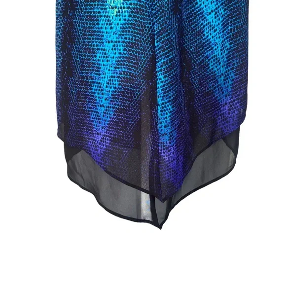 Worthington Blue Green Snakeskin Print Handkerchief Hem Sleeveless Tank Blouse S - Picture 7 of 14